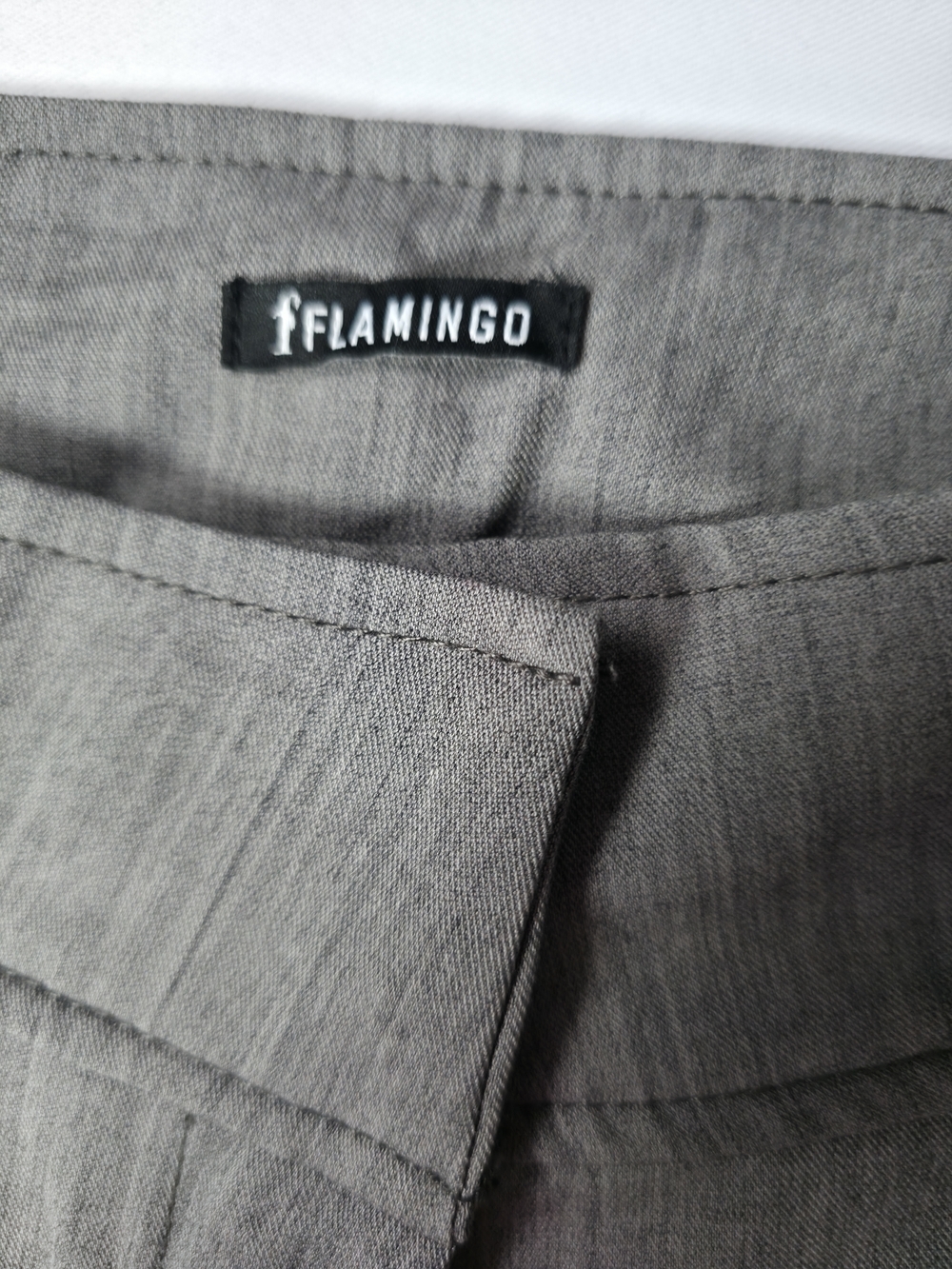 Flamingo Gray Wide Leg Pants Women Large High Rise Button Detail Stretch - Picture 13 of 15